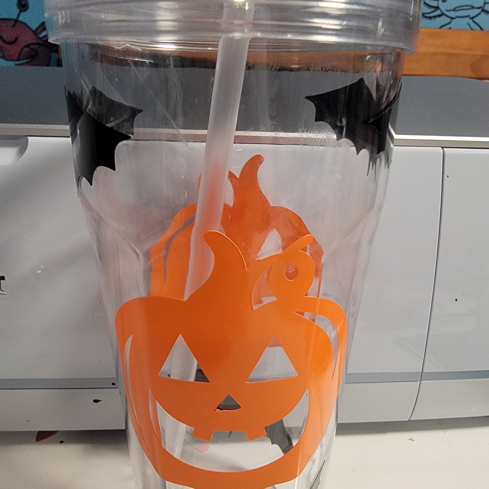 Halloween Pumpkin Tumbler with Straw